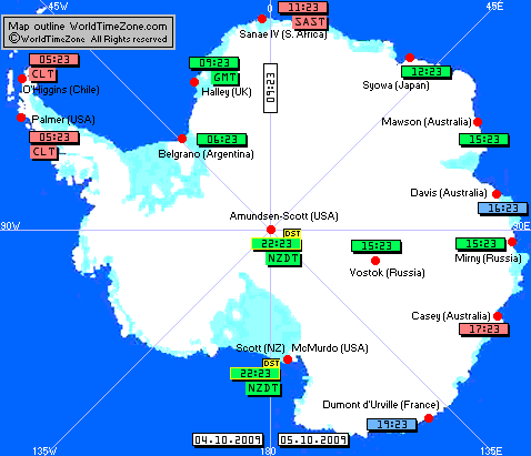 Time Zones Of Antarctica